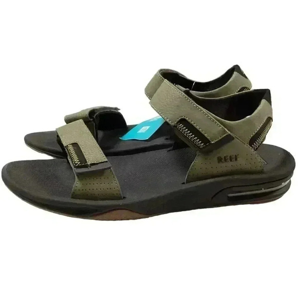 Reef Fanning Baja Mens 13 Strap Sandals Green Olive Faux Leather Vegan NEW main image 4